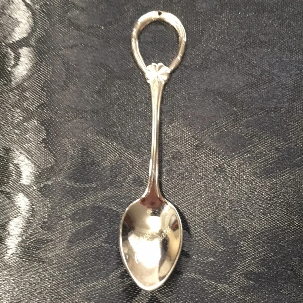 Vintage 25th Silver Anniversary Glass Sugar Bowl with Spoon Silver Rim Crest